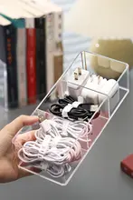 充電ケーブル整理ボックス【透明・デスク用・分格デザイン・収納お助けアイテム】