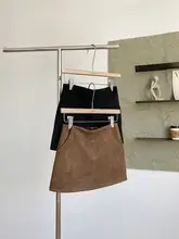 おしゃれなデザインの低腰スエード風タイトスカート【防透け・秋冬用】（セットアップ対応）
