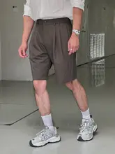 デザイン性が高い！イタリアンカットのダブルプリーツショートパンツ【ビジネスカジュアル・男性用】
