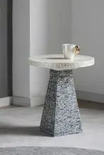 天然貝母エッジの装飾コーヒーテーブル【フレンチスタイル・高級感・サイドテーブル】