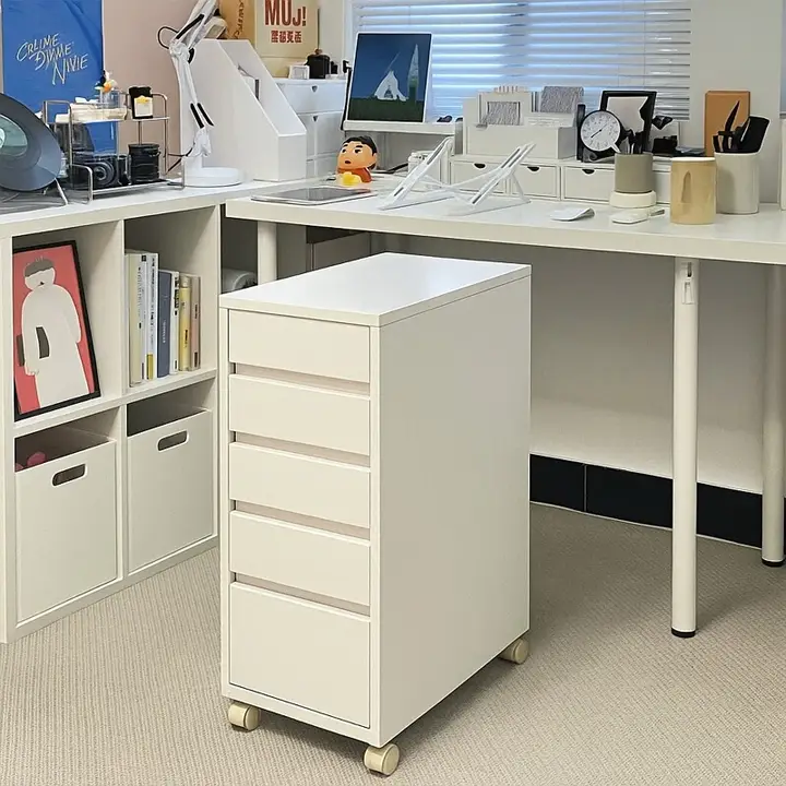 便利でコンパクトな引き出し式デスク下収納キャビネット【学生寮・オフィス使用可】【多層設計】