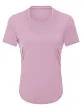 快適な着心地！透湿性のあるラウンドネックTシャツ【ヨガ・ランニング用・短袖・ゆったりフィット】