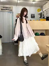 ゆったりしたリボン付き立襟コート【女性用・デザイン・小柄向け】