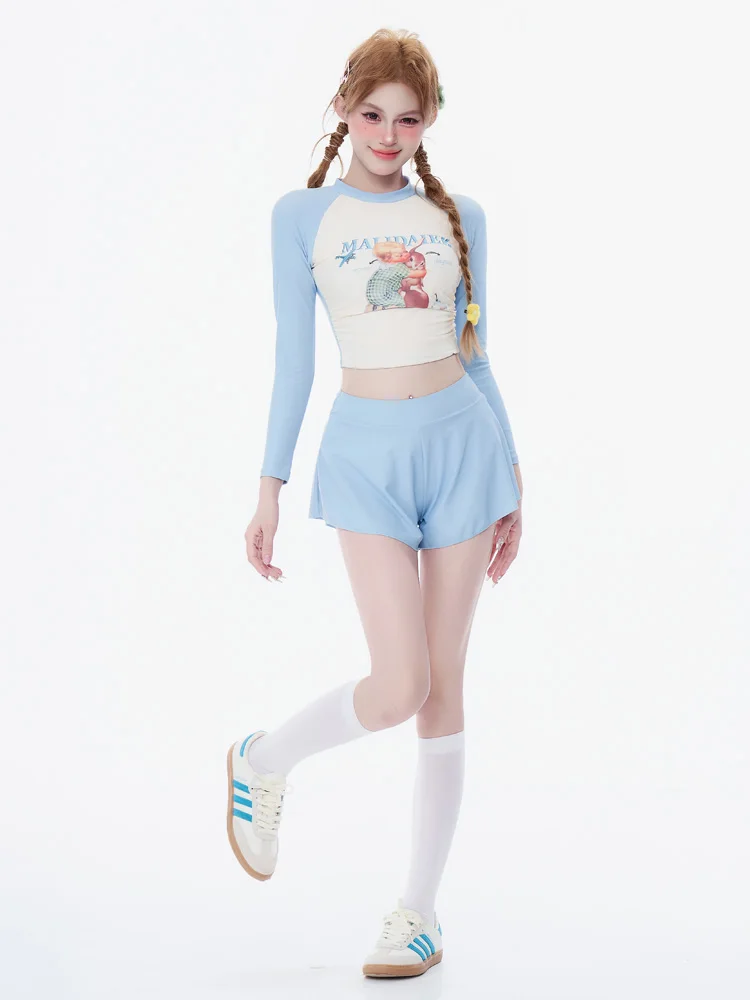 水陸両用ウェア レディース おすすめモデル：少女用水着【泡温泉・スリム効果・分体・長袖・紫外線対策・スポーツ用】（セットアップ対応）