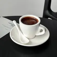 白色エスプレッソカップ【陶器製・80ml・シンプルデザイン・コーヒーカップセット】