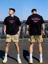 スタイリッシュなピンク柄半袖Tシャツ【メンズ・コットン・シンプルデザイン】