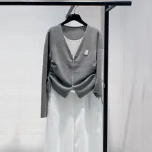 ダブルファスナーのウールニットトップス【フィットデザイン・秋用・ニット】（セットアップ対応）