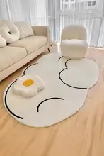 子供部屋用ラグ【短毛・白い雲デザイン・猫柄・耐汚れ・リビング用】