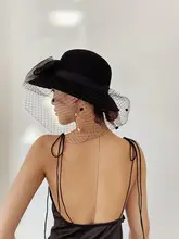 フランス風レトロハット【大ぶりのつば・ウールフェルト・秋冬用・花飾り付き】