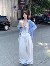 白色のワイドレッグパンツ【夏用・ハイウエスト・フィット・透け防止】