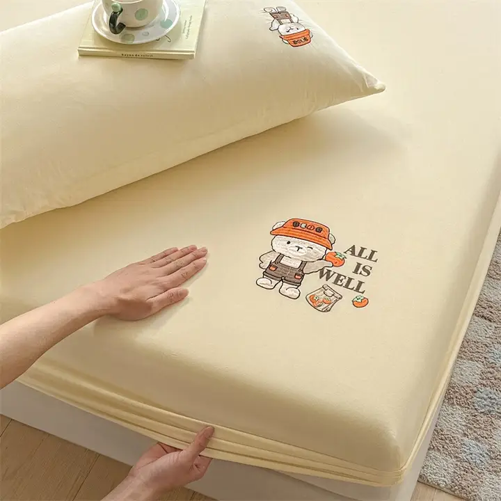 コットン製 ベッドシーツ【滑り止め付き・防塵・マットレス保護用・三点セット対応】