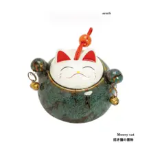 白い招き猫 陶器製飾り物【可愛いミニサイズ・鈴付き・ギフト用】