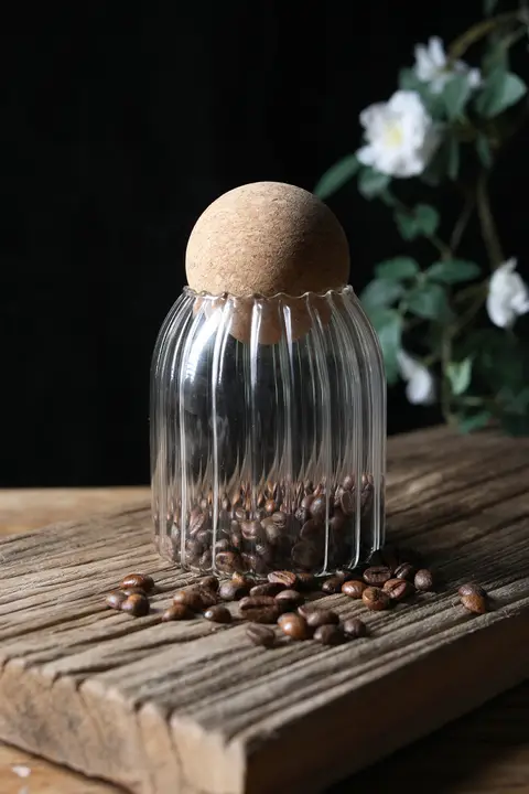 ガラスジャー コルク栓付き 保存容器 コーヒー豆 茶葉 スパイス 収納 家庭用 キッチン おしゃれ