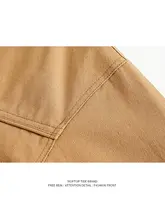 ビンテージ風ワークジャケット【男性用・ストリートスタイル・ゆったりしたフィット・翻領】