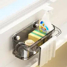 吸盤式キッチン布収納ラック【水切り機能付き・多機能デザイン】