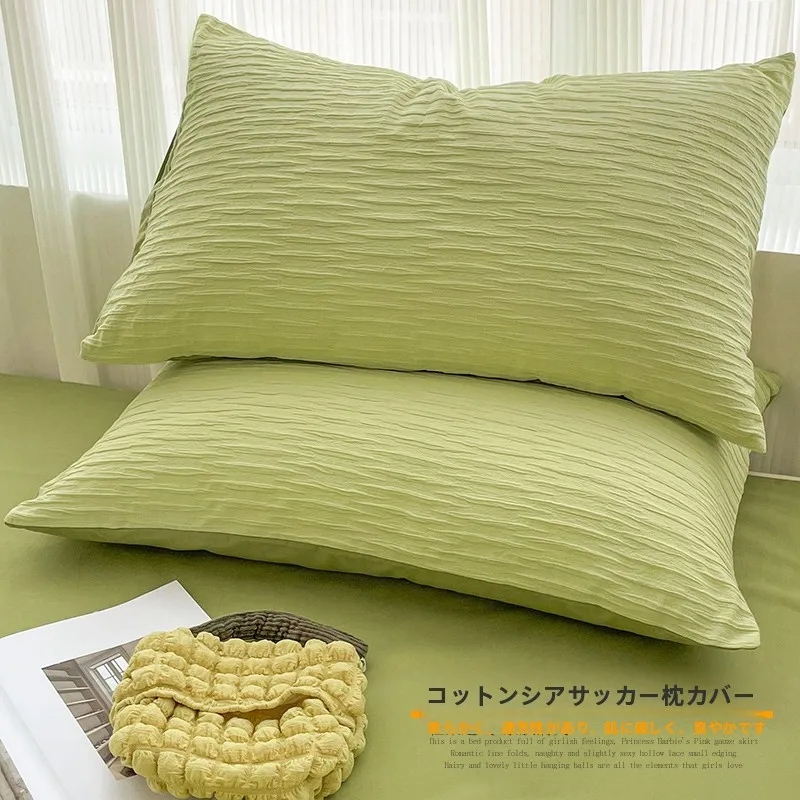 純綿泡泡シャー枕カバー：棉100％で快適な睡眠環境を実現