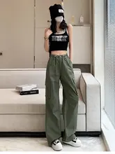 レディース ビンテージ風 ワークパンツ【秋用・ゆったりシルエット・ローレイズ・フレアデザイン】