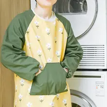 防水防油の長袖エプロン【大人用・綿素材・親子兼用】