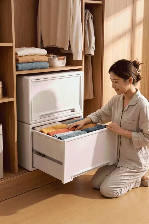 透明プラスチック製 引き出し式収納ボックス【多段・衣類収納用・整理整頓】
