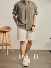 メンズ シャツ 無地 リヨセル 通気性 快適 ドレープ感 ルーズ 夏 ヴィンテージ 「LUUD」