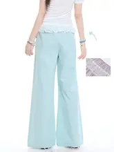 ワイドパンツ マキシ丈 レディース 蝶結び プリント ハイウエスト 着痩せ ストレート ルーズ 落ち感 カジュアル 夏