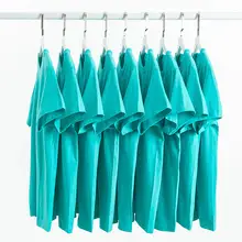 湖色の重厚なコットン丸首半袖Tシャツ【シンプル・ゆったり・快適・男女兼用】