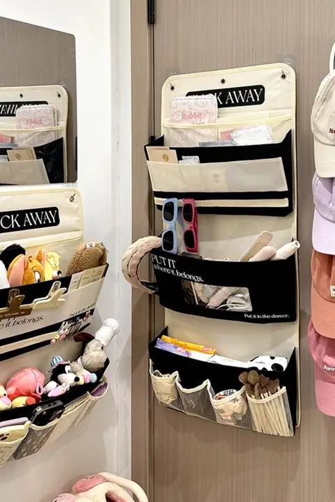 玄関ドア裏布製収納ポケット【壁掛け・鍵や小物用・便利な収納袋】