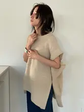 着脱可能な袖付きニットタンクトップ【不規則なデザイン・ニット・春秋用】