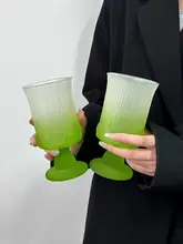 ステムグラス すりガラス グラデーション グリーン フレンチ風 インスタ映え 上品 おしゃれ ジュースグラス ドリンクグラス