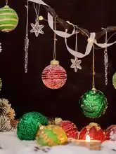 クリスマスツリー用カラフル吊り球【DIY・高級擬似雪景色装飾】