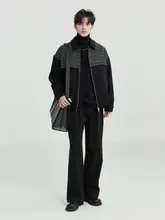 千鳥格子デザインの毛羽付外套【メンズ・ショート丈・秋冬用・厚手】（セットアップ対応）