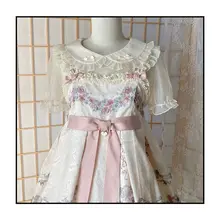 可愛い少女向けの短袖ルーズフィットボウカラーシャツ【夏用・メッシュ素材】