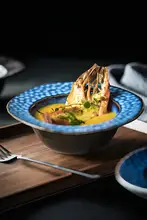 フランス風濃厚スープボウル【電子レンジ対応・陶器製・高級感・深皿】