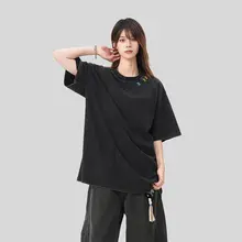 Tシャツ トップス ユニセックス 半袖 タイダイ カラフル刺繍 オーバーサイズ 厚手 ウォッシュ加工 アメリカン風 きれいめ 夏