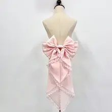 ピンク レース フリル バックリボン付きオーガンジー ロリィタスタイル 大型アクセサリー