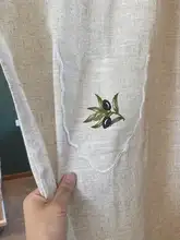 南仏風 ギリシャオリーブの枝刺繍リネンの間仕切りカーテン【透光性・プライバシー保護】