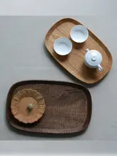 手作りチェリーウッド茶盤【純手彫り・家庭用・実木製】
