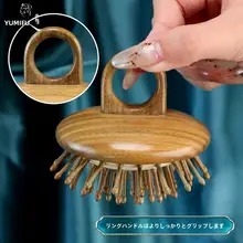 天然緑檀木の櫛 頭皮マッサージに最適な クッションブラシ ギフト