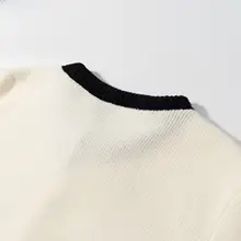 フレンチスタイルのバイカラーリボン付きカーディガン【極上の柔らかさ・ニット】（セットアップ対応）