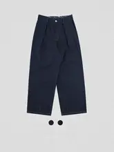 毛羽立ちデザインのワイドストレートデニムパンツ【メンズ・フィット】