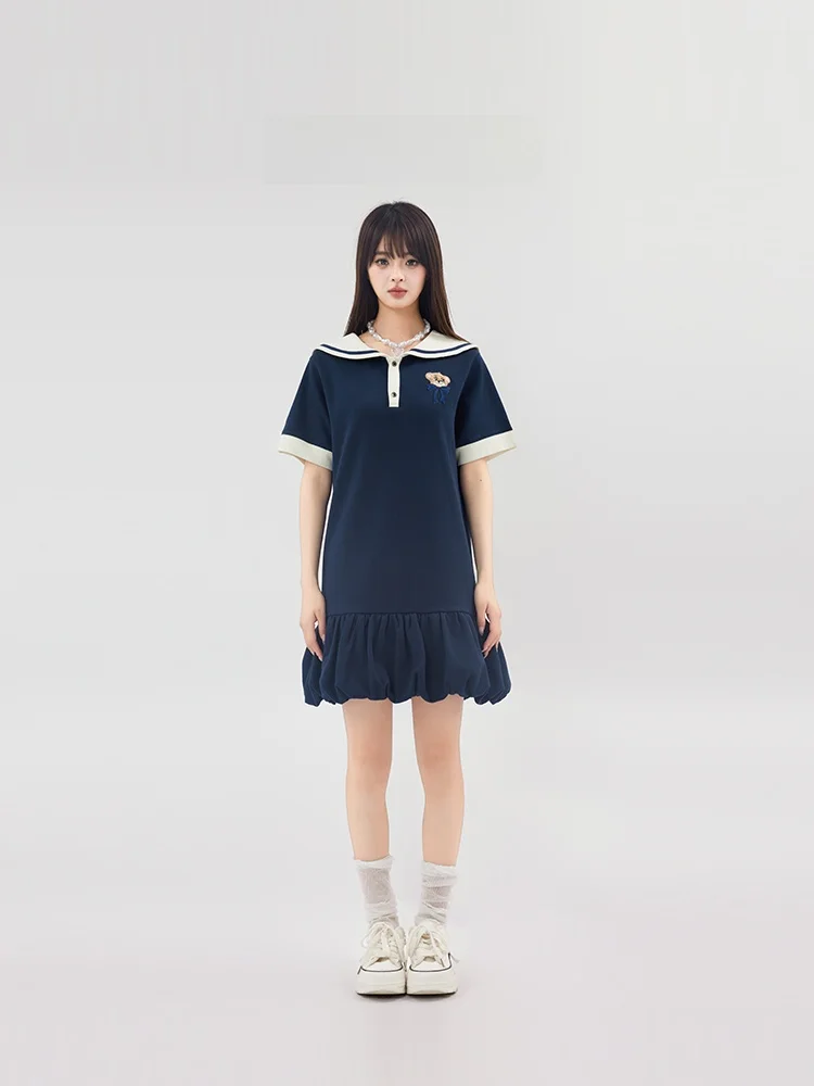 ぬいぐるみクマデザインのTシャツワンピース：夏用JKスタイルのオリジナルファッションを実現