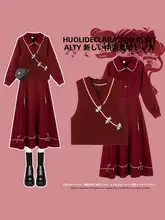 新中式国風紅色ワンピース【春用・シャツドレス・お祝い向け】