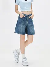 デニムショートパンツ レディース ハイウエスト 着痩せ 薄手 アメカジ ヴィンテージ加工 「CHOCOOLATE」