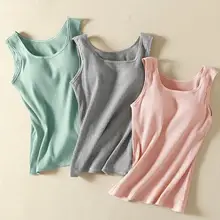 胸パッド付きコットンキャミソール【一体型・ノンワイヤー・ルームウェア】