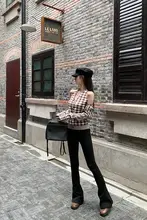 スタイルアップ効果抜群！ブラックフレアパンツ【スリムフィット・厚手生地】