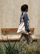 ストライプデザインのキャンバスショルダーバッグ【ハンドル付き・通勤・旅行用・極上の柔らかさ】（セットアップ対応）