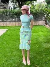 ハイネックニット レディース 燕刺繍 ミントグリーン タイトフィット 着痩せ チャイナテイスト ヴィンテージ