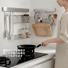 ステンレス製 キッチン用水切りラック【壁掛けタイプ・洗剤・タオル・食器収納】