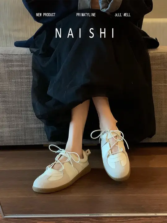 羊皮製 バレエ風メリージェーンシューズ【穴あけ不要・透気性・カジュアル】