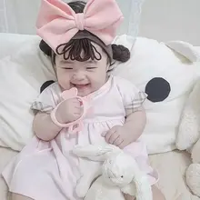 ヘッドバンド キッズ ガールズ コットン ニット 蝶結び ウィッグ インスタ映え 韓流